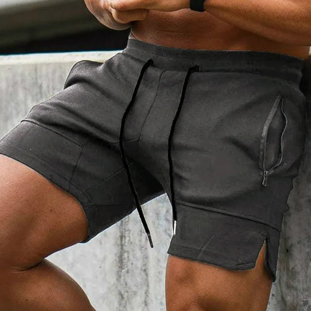 Men Casual Shorts Solid Color Straight Shorts Male Fitness Fashion Bodybuilding