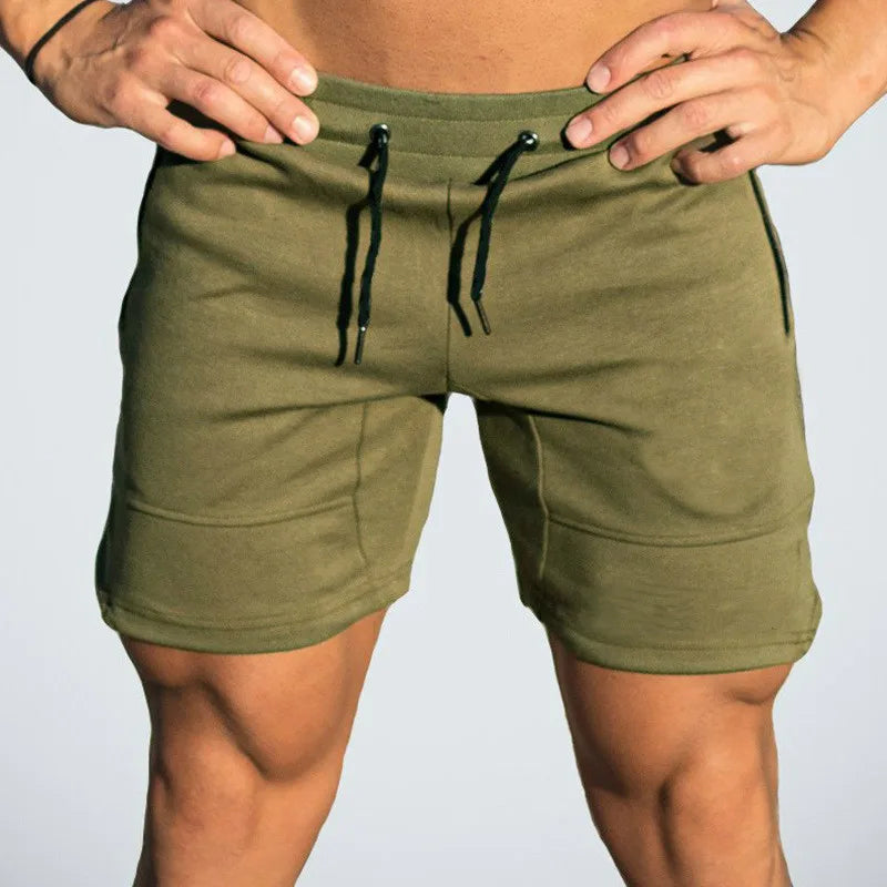 Men Casual Shorts Solid Color Straight Shorts Male Fitness Fashion Bodybuilding