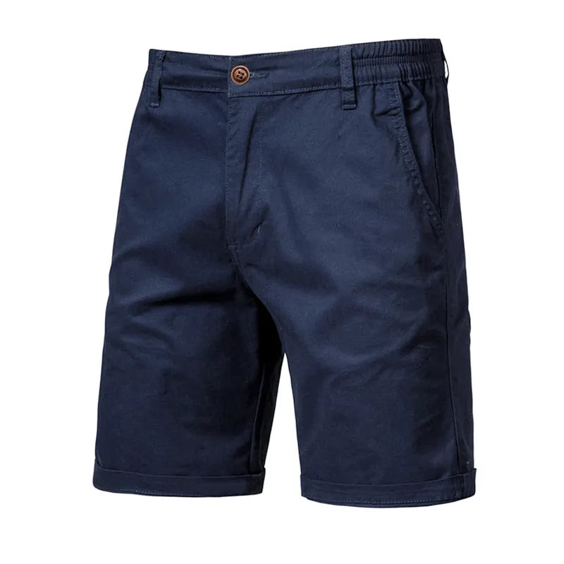 2021 New Summer 100% Cotton Solid Shorts Men High Quality Casual Business Social