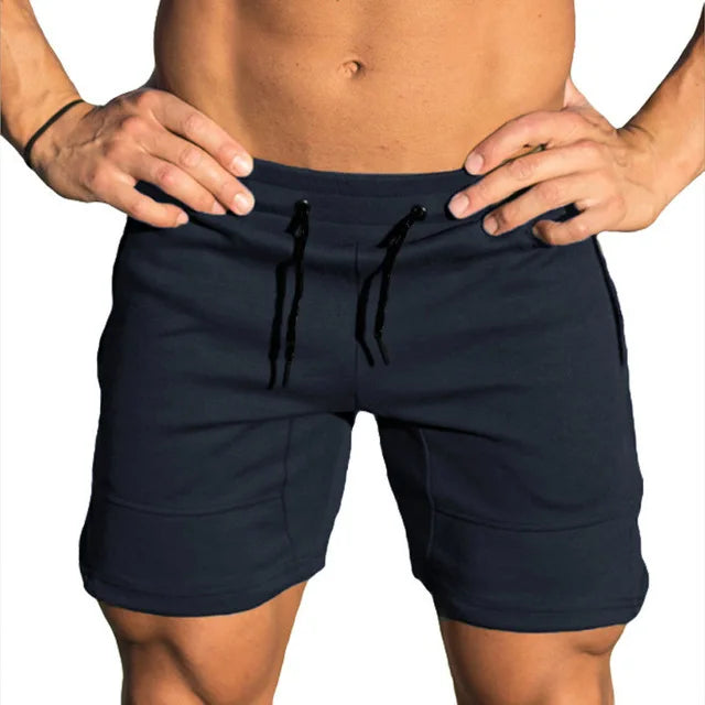 Men Casual Shorts Solid Color Straight Shorts Male Fitness Fashion Bodybuilding