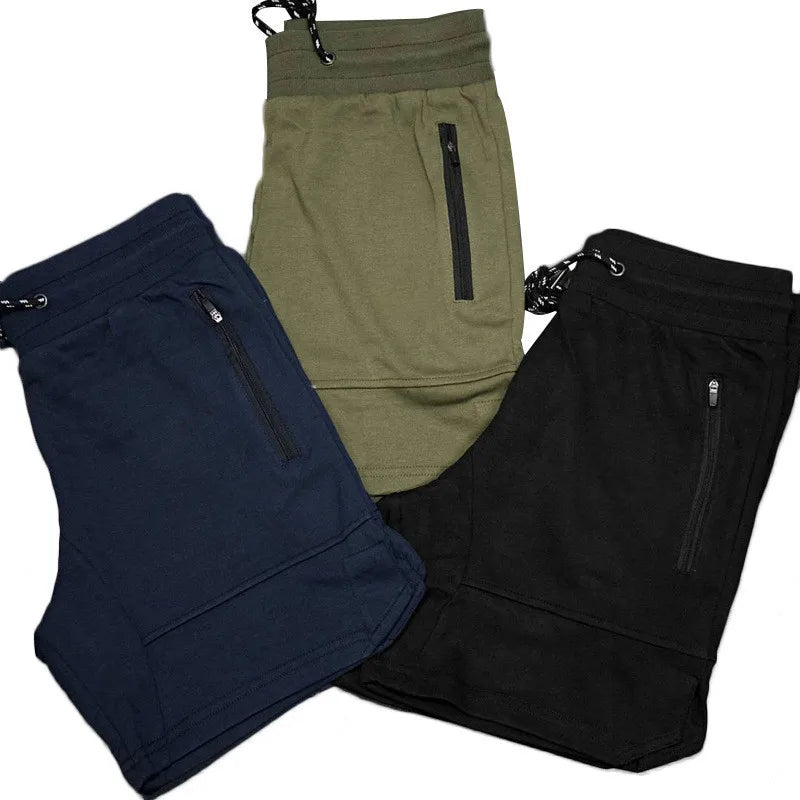Men Casual Shorts Solid Color Straight Shorts Male Fitness Fashion Bodybuilding