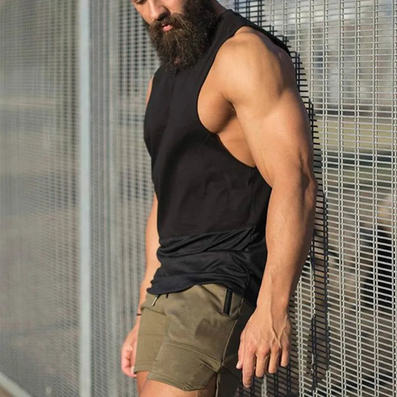 Men Casual Shorts Solid Color Straight Shorts Male Fitness Fashion Bodybuilding